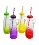 Botella de vidrio con sorbete 